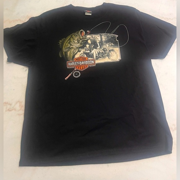 Harley-Davidson Other - Harley Davidson Motorcycles Bass Fishing Black Tee  Men’s XL Huntington, WV 2015